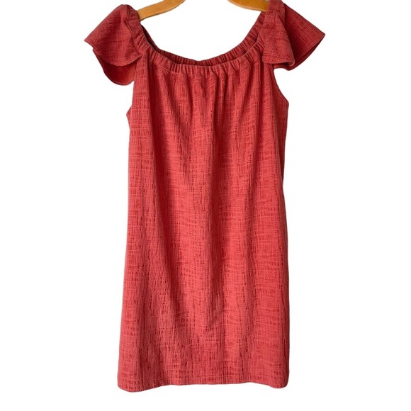 Madewell Texture & Thread Off-The-Shoulder Dress Burnt Orange Women's Medium - Picture 5 of 10